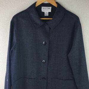 Oscar De La Renta Blazer Womens 12 Black Jacket Elegant Vintage USA